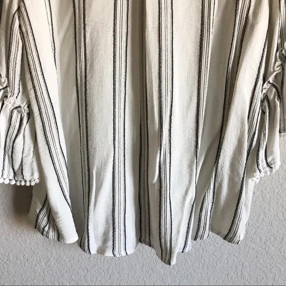 Anthro Maven West Striped Gauzy Wide Flare Sleeve Blouse - Picture 9 of 10